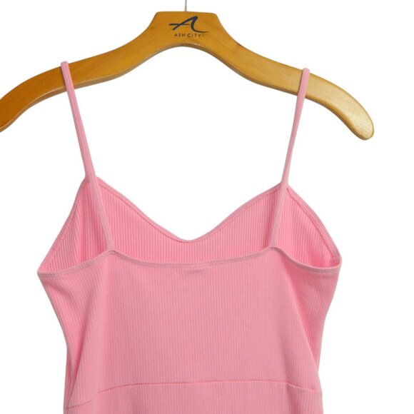 Sunday Best Aritzia Bubble Gum Pink Ribbed Tank Dress Size Medium - Picture 9 of 14